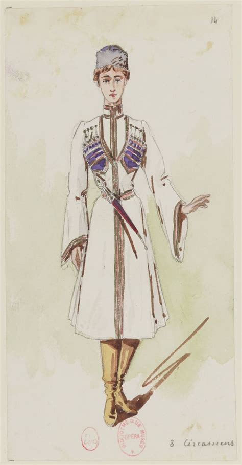 Painting Of A Circassian Man In Cherkeska Costume Design Sketch Guy