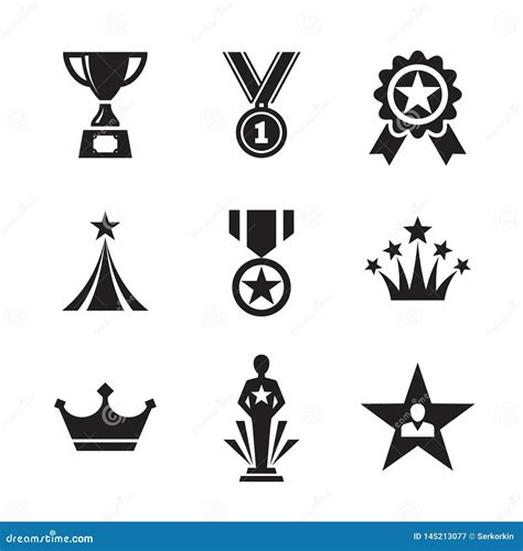 Award Icons Set Medals And Trophy For Winner Stock Vector