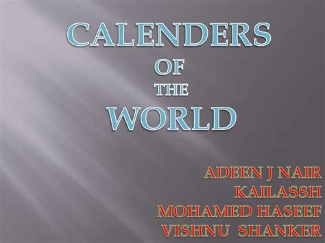 Calenders Of The World Ppt
