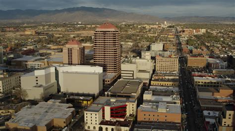 57k Stock Footage Aerial Video Circling Around Albuquerque Plaza High