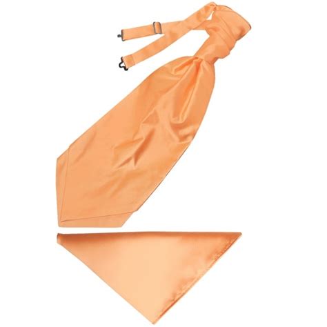Peach Satin Cravat And Handkerchief Set