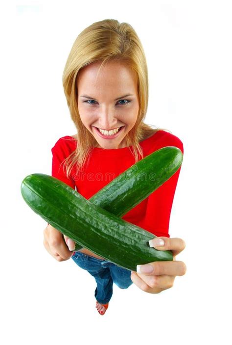 Women And Cucumber Stock Photo Image Of Appetite Fisheye