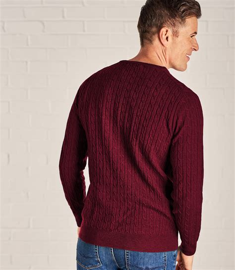 Plum Mens Cashmere And Merino Cable Crew Neck Jumper Woolovers Au
