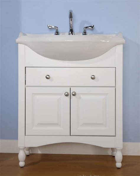 The most common depth of narrow bathroom vanities ranges from 18 and 16 inches. 34 Inch Narrow Depth Cherry Bathroom Vanity | Custom Options