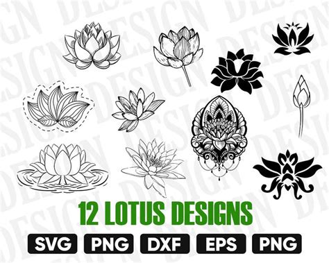 12 Lotus Designs Svg And Dxf Files