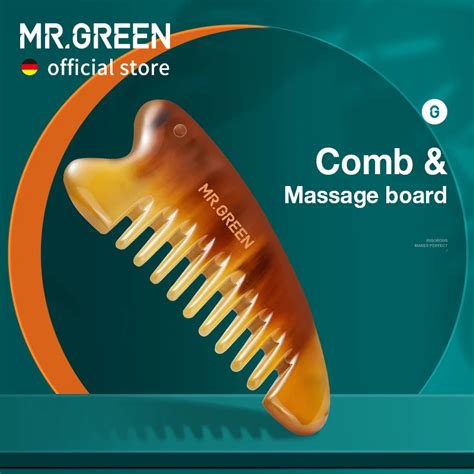 Mr Green Comb With Guasha Scraping Massage Board Nature Ox Horn Face Beauty Tools Neck Body