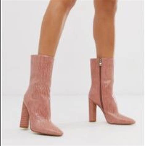 simmi shoes katy blush croc block heel ankle boots poshmark