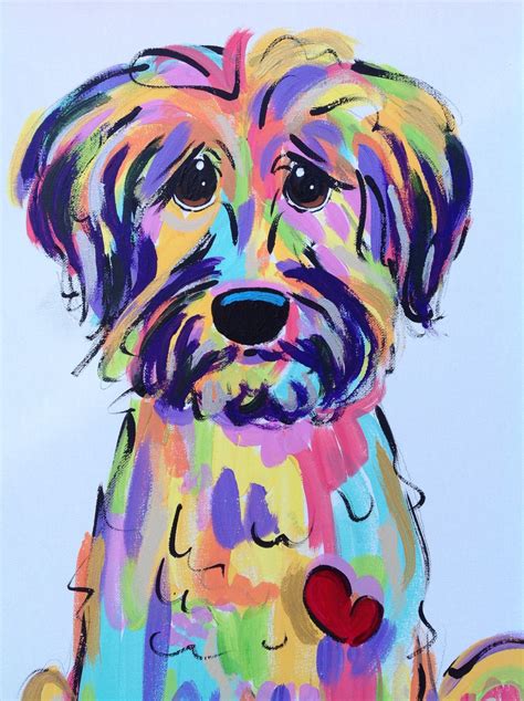 Dog Art Dog Painting Dog Portrait Whimsical Dog Custom Etsy