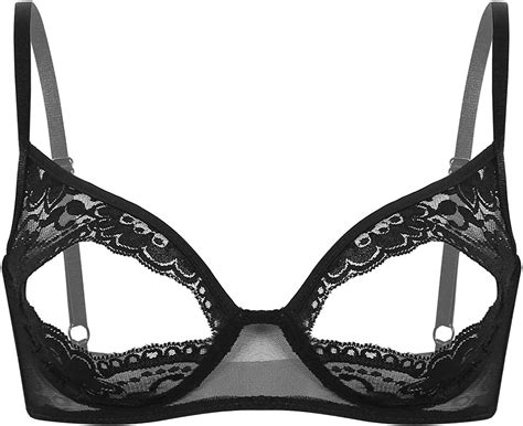 Aislor Womens Sheer Lace Hollow Out Nipple Triangle Bralette Wire Free