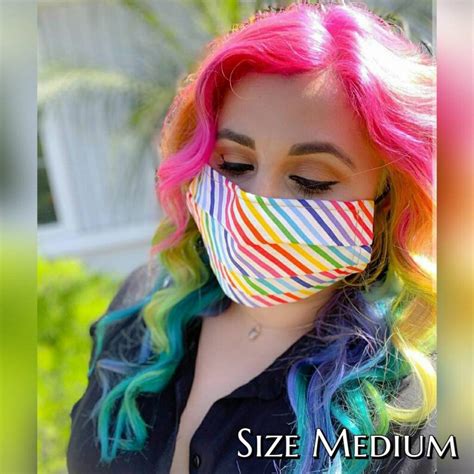 Face Mask Rainbow Double Layer With Filter Pocket Adjustable Etsy