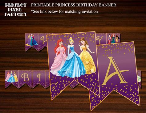 Princesses Birthday Banner Princess Banner Disney Princess