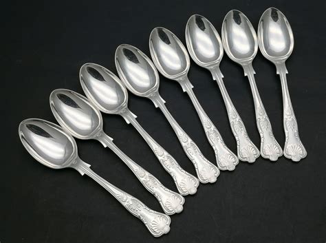 Kings Pattern Set Of 8 Tea Spoons Epns A1 Silver Plated Edwin Blyde