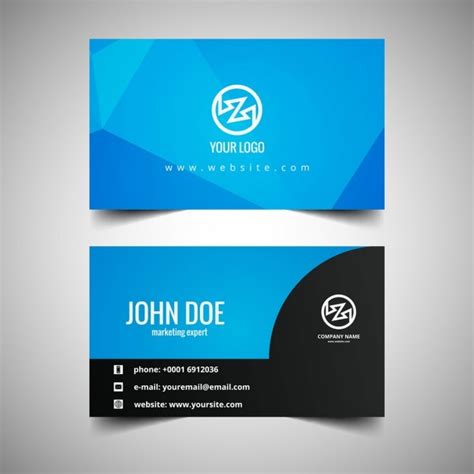 Blue Business Card In Polygonal Style Vector Free Download