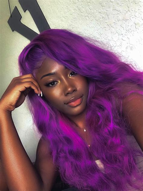 Pin By Paris Blaise On Hair Purple Hair Black Girl Girl With Purple
