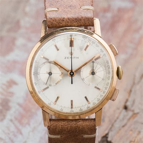 Zenith 18K Gold Chronograph Two Registers Cal. 146 D Watch Hand Winding ...