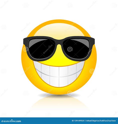 Cool Happy Emoji With Sunglasses Stock Vector Illustration Of Glasses