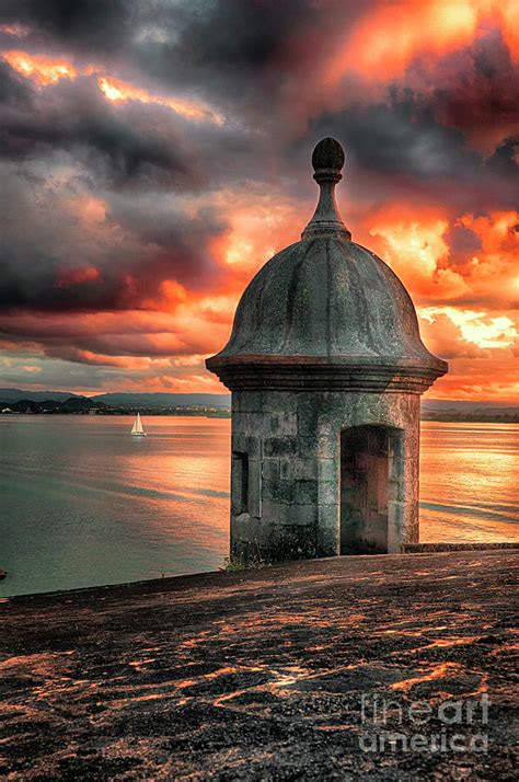 San Juan Bay Sunset With A Sentry Post Photograph By George Oze Fine