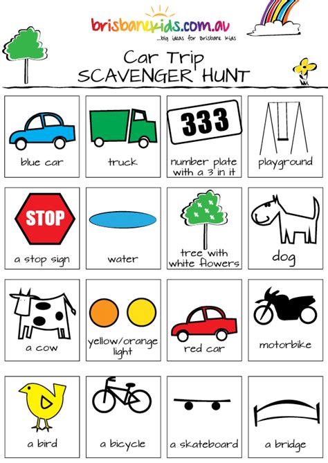 Car Scavenger Hunts And Bingo Games Brisbane Kids