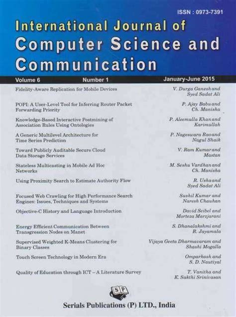 Buy International Journal Of Computer Science And Communication