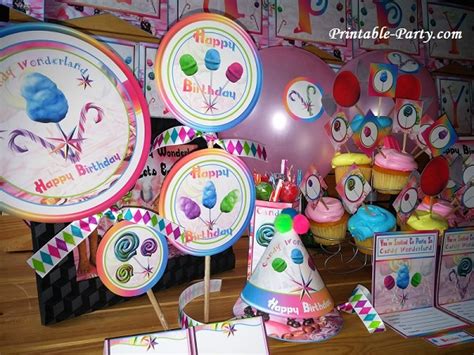 These delicious decorations and tableware pieces work great alone for a theme party, or for setting up a phenomenal candy buffet for any kind of event. Printable Candyland Party Supplies | Candy Wonderland ...