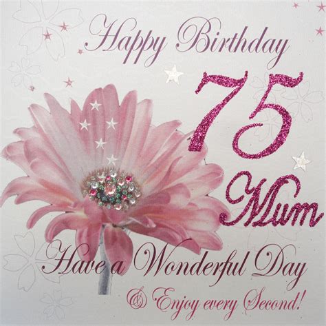 Beanbone WHITE COTTON CARDS Wba Mum Pink Gerbra Happy Birthday Mum Have A Wonderful Day