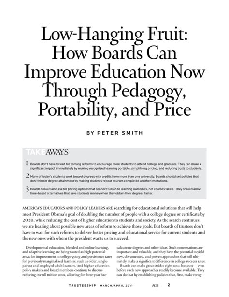 Low Hanging Fruit How Boards Can Improve Education Now