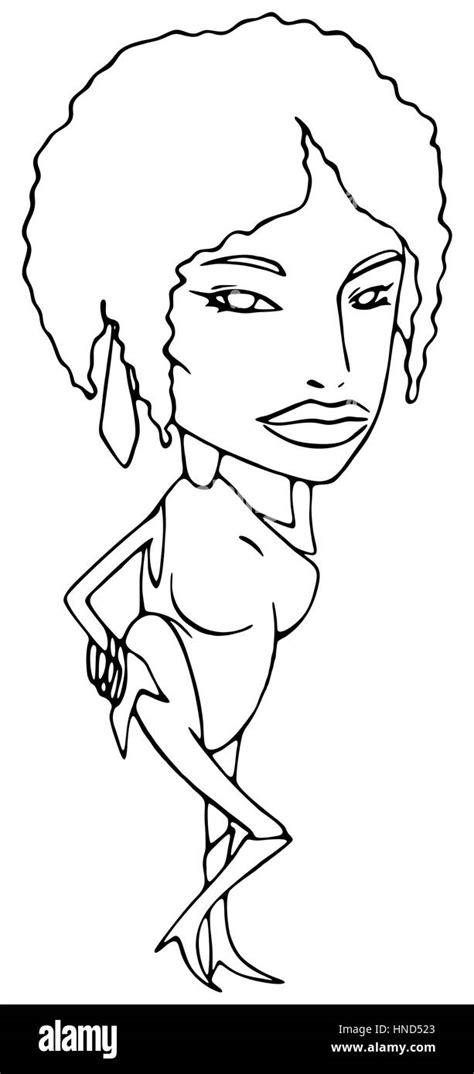 Sexy Ebony Girlvector Uncolored Female Character On White Background