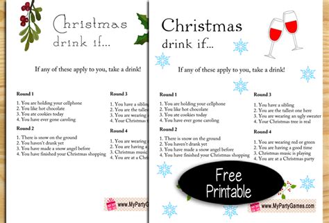 Free Printable Christmas Drink If Game For Adults