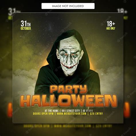 Premium PSD | Halloween horror night party social media poster