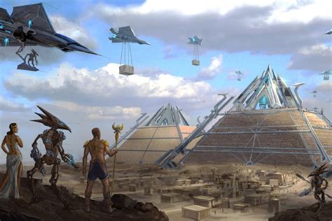 Sci Fi Alien Aliens Build The Pyramids Of Ancient Egypt Cloth Silk Art