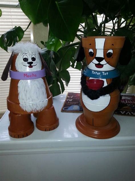 Clay Flower Pot Doggies I Named After My Own Personal Dogs Clay
