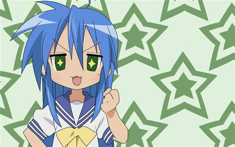 Blue Hair Green Eyes Anime Girls Lucky Star Izumi Konata Anime