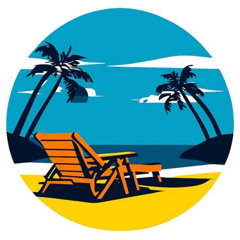 Premium Vector Beach Scene With Chair And Umbrella
