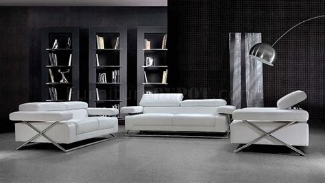modern full italian leather pc living room set linx white