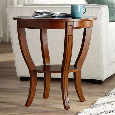 Elm Lane Farmhouse Rustic Cherry Wood Round Accent Side End Table 26