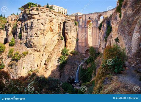 New Bridge And Falls In Ronda Andalusia Spain Stock Photo Image Of