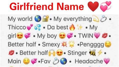 Cute Names To Call Your Girlfriend Girlfriend Name Name For Gf Youtube