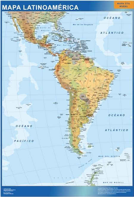Latin America Wall Map Køb Store Vægkort Af Verden
