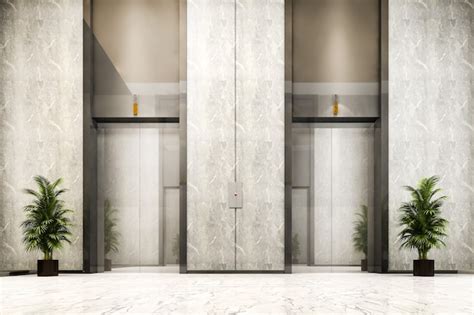 Premium Photo 3d Rendering Modern Steel Elevator Lift Lobby In
