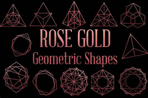 Rose Gold Geometric Shapes By Dream In Watercolor