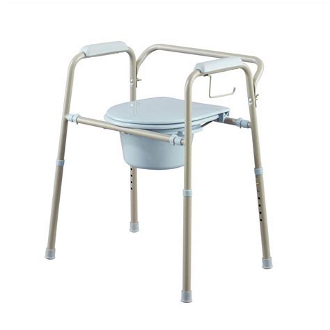 Medline Folding Steel Bedside Non Electric Waterless Toilet With