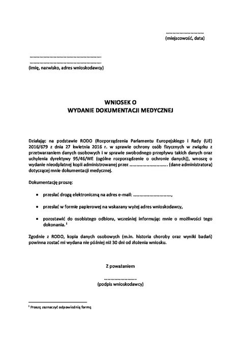 Wzór upoważnienia do uzyskania informacji o stanie zdrowia oraz