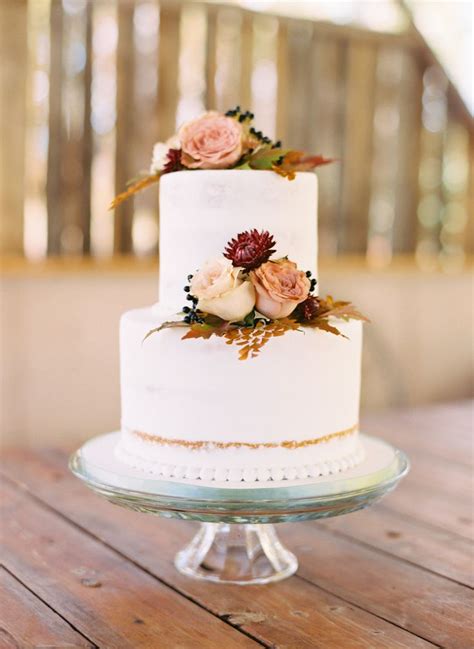 Simple Fall Two Tier Wedding Cake Wedding Cake Simple Elegant
