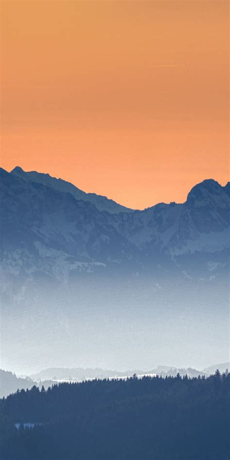Sunset Mountains Haze Horizon Dusk 1080x2160 Wallpaper Beautiful
