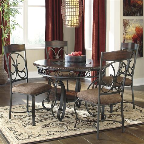 Signature Design By Ashley Glambrey D329 154x01 Round Dining Table And 4 Chair Set With Metal