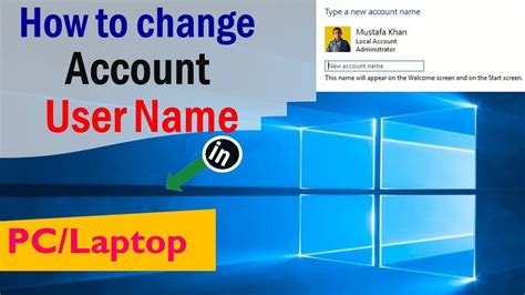 How To Change Account User Name In Pclaptop Youtube