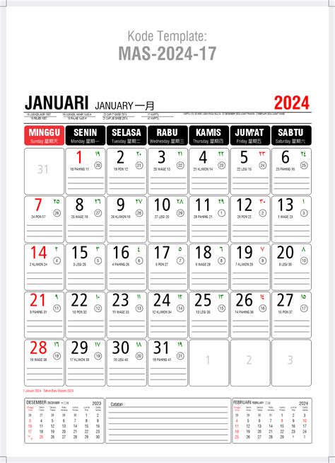 Template Kalender Kerja 2024 17 Kalender Bulanan Kale