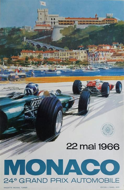 1965 monaco grand prix racing poster poster. Original vintage poster Grand Prix de Monaco F1 1966 ...