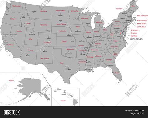 Gray Usa Map States Vector And Photo Free Trial Bigstock