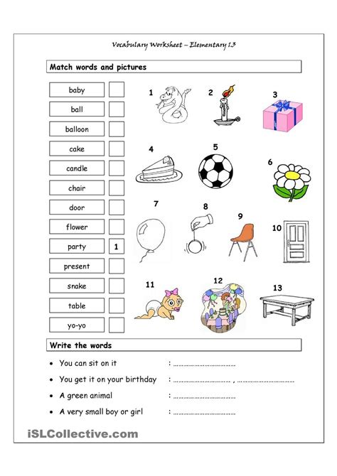 Vocabulary Matching Worksheet Elementary 13 Vocabulary Worksheets